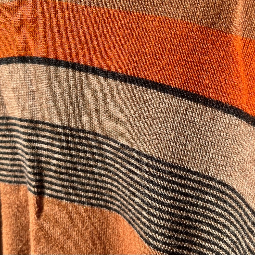 Vintage 70s Campus Knit Striped Collared V-Neck Long Sleeve Sweater Brown - Picture 8 of 10